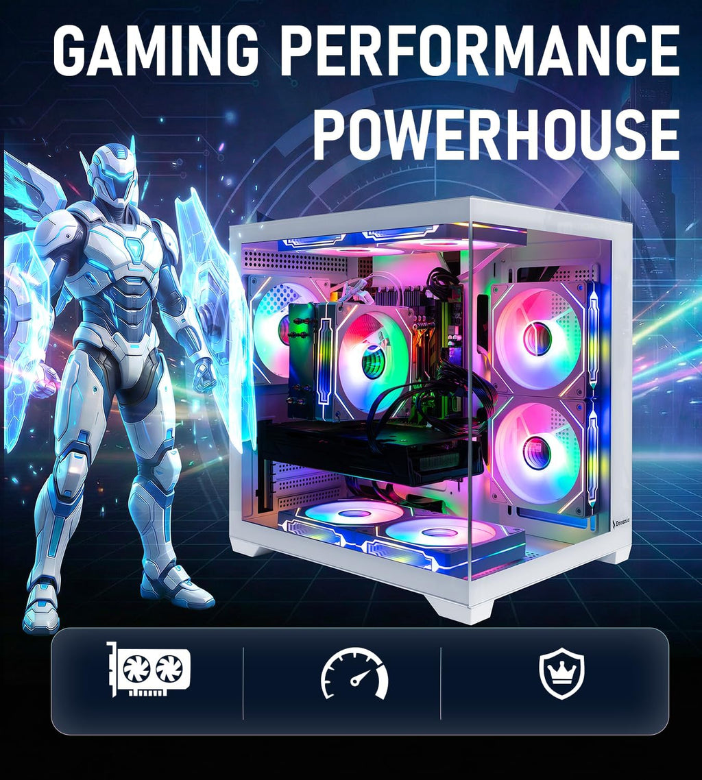 Gaming PC Desktop,Ryzen 5 5500 Up to 4.2GHz,16GB DDR4 RAM,GT1030 Graphics Card,1TB NVMe M.2 SSD, 650W Power Supply,Windows 11 Pro - High Performance Computer for Gaming, Work, Study and Daily Use