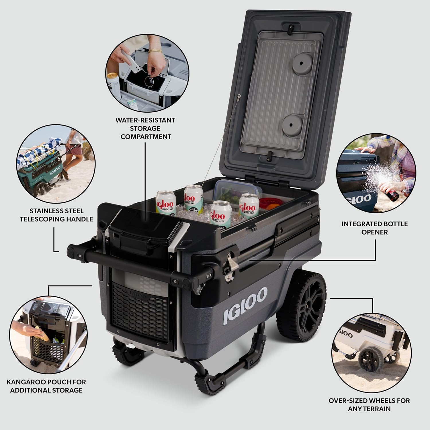 Igloo Trailmate Journey 70Qt Wheeled Cooler | Insulated Hard Shell Ice Chest