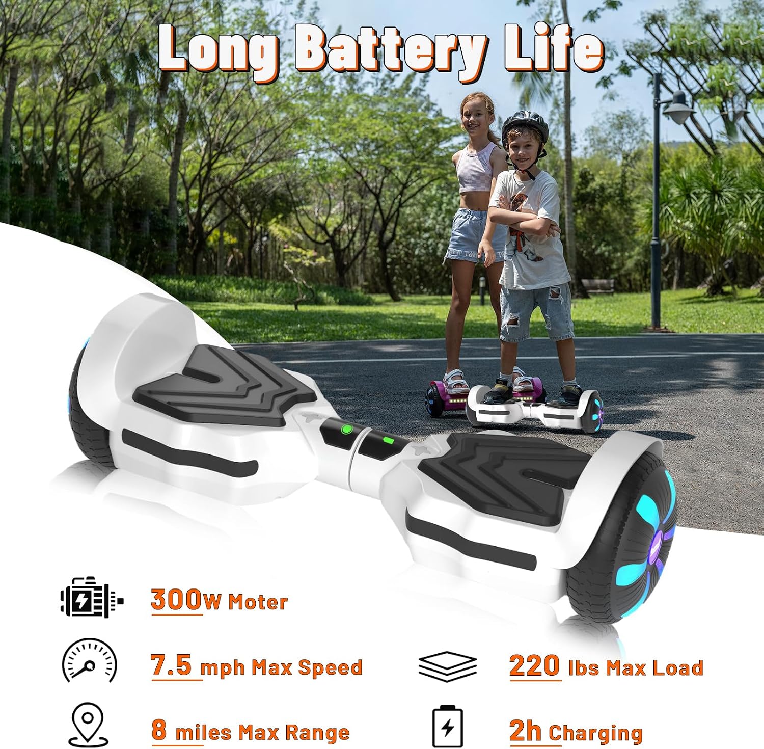 SIMATE Scooter, Bluetooth Speakers and LED Light-Up Wheels, APP Control, Dual 250W Motors, 8.5 mph Max Speed & 8.5 Miles Max Range, Gifts for Kids Adults Girls Boys