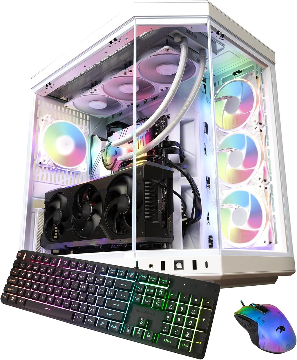 iBUYPOWER Y70 Snow White Gaming PC Desktop Computer AMD Ryzen 9 9900X CPU, NVIDIA GeForce RTX 5070Ti 16GB GPU, 64GB DDR5 RGB 5200MHz RAM, 1TB NVMe SSD, Windows 11 Home, Keyboard, Mouse - Y70WA9N57T01