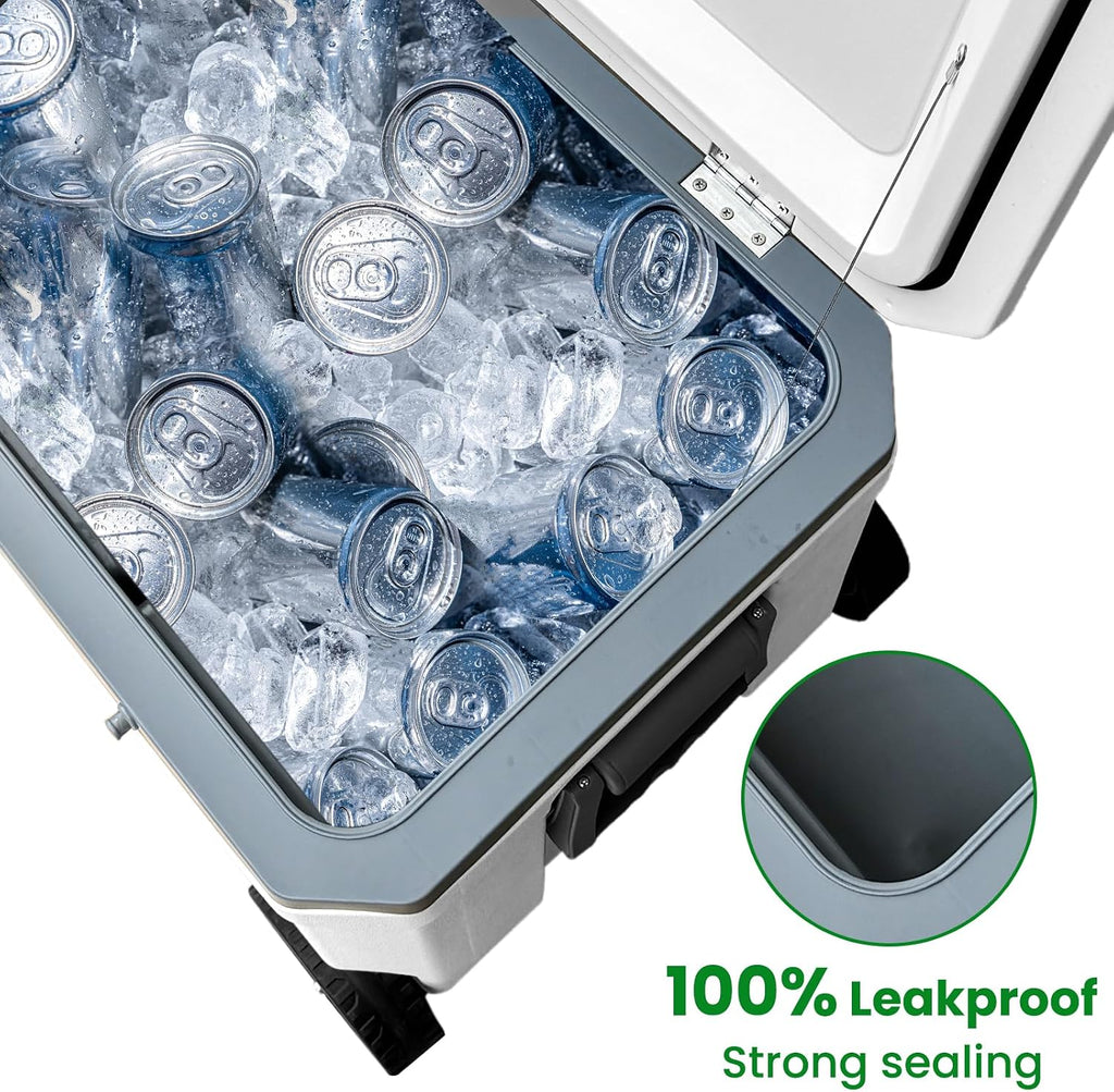 JUST-V 34-127 Quart Insulated Portable Cooler with Heavy Duty Wheels Keeps Ice for up to 5 Days, Great for Drink, Beach, Camping, Tailgating, Sports, & More