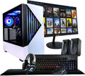 Periphio Castle Gaming PC, AMD Ryzen 5 5600GT up to 4.6GHz with Radeon Vega 7 Graphics, 16GB RAM, 1TBNVMe SSD, WiFi, Windows 11 Home, White, 1080p Gaming Computer - Full RGB Gamer Bundle, 24' Monitor