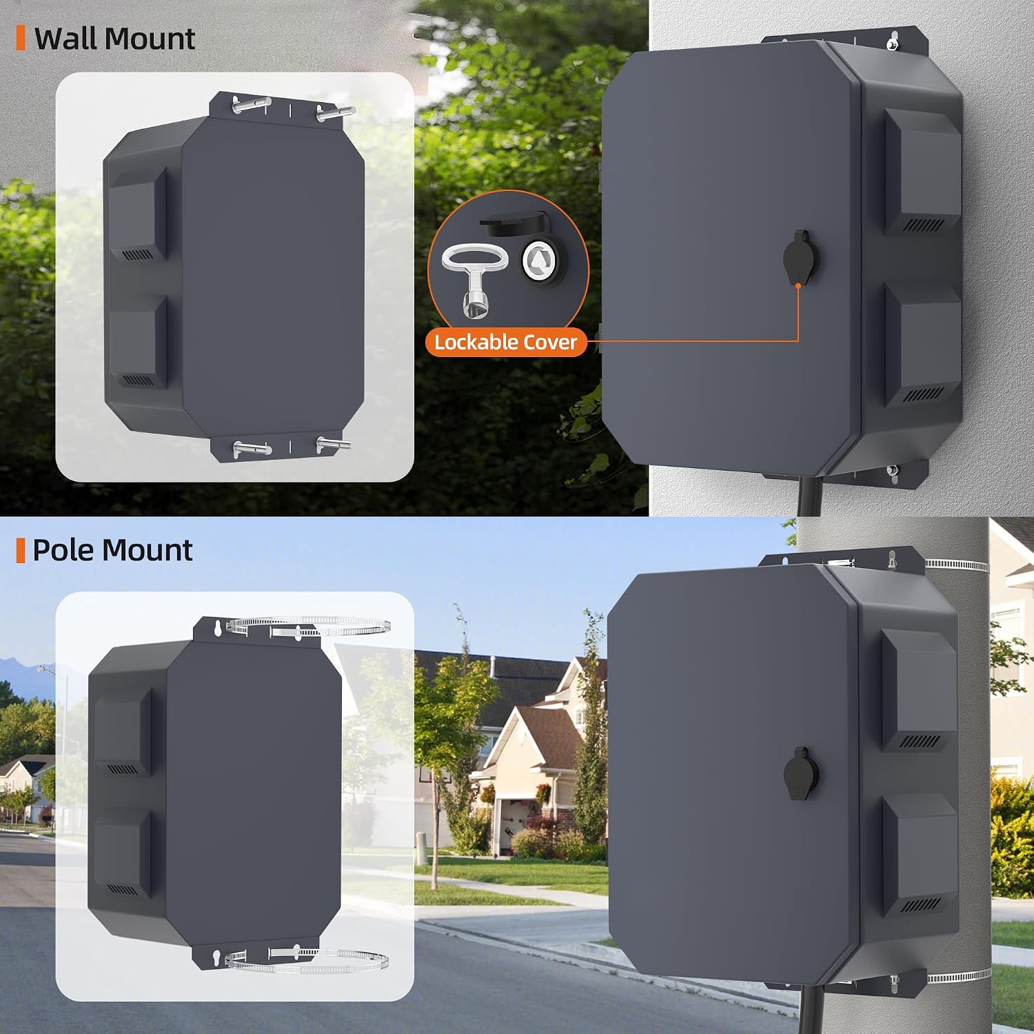 Joinfworld Outdoor Electrical Box, Metal Outdoor Enclosure Box Waterproof IP65 Junction Vented Enclosure Weatherproof with Cold-Rolled Steel Plate Fan Din Rail Cable Gland 15.7'x11.8'x7.9'