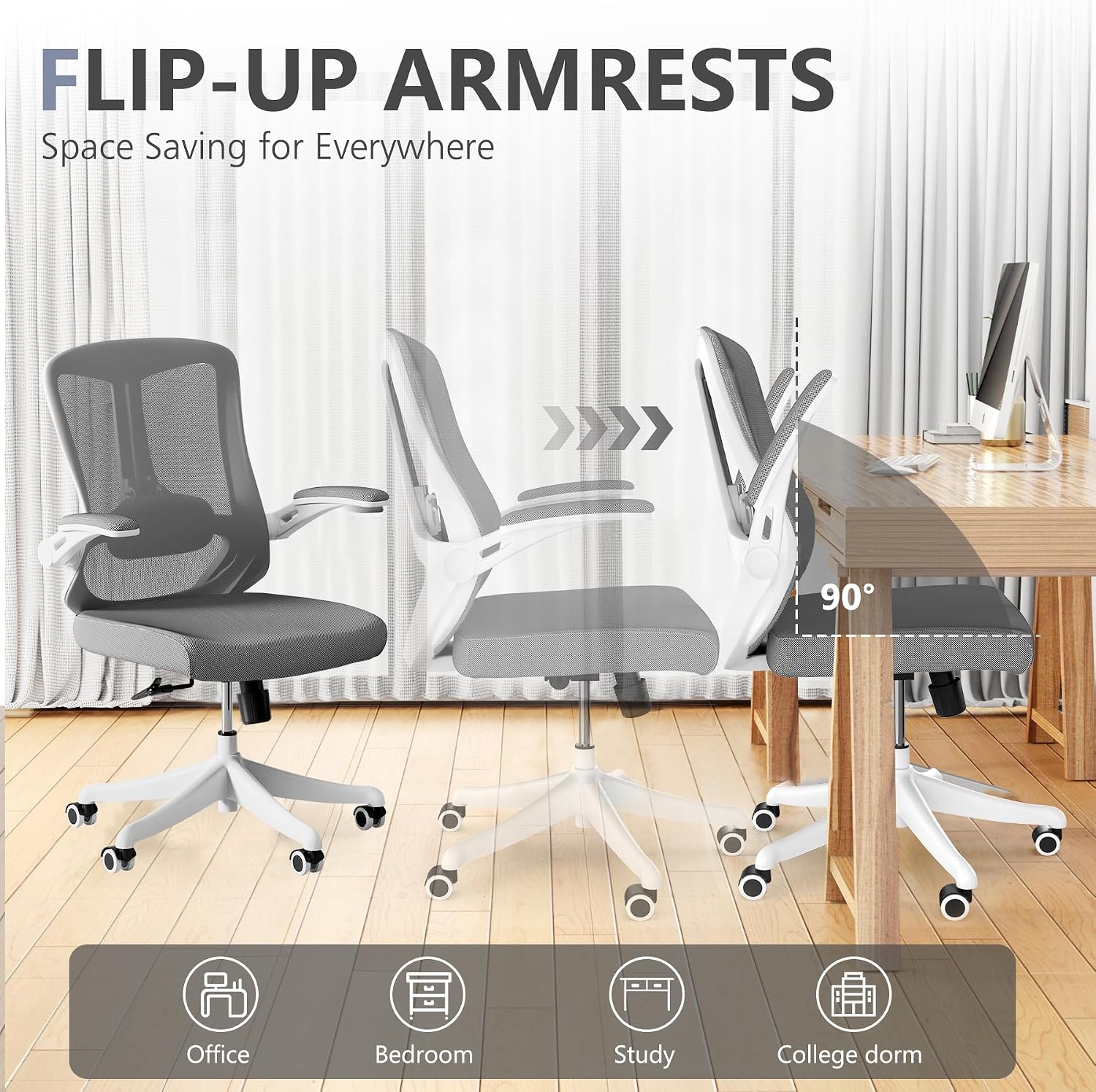 balmstar Ergonomic Office Chair Desk Chair - Mesh Computer Chair with 360° Swivel Wheels, Adjustable 90-130° Recline & Lumbar Support for Home Office, Supports up to 350lbs