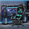 XOOFMASS Gaming Chair with Speakers, Video Game Chair with RGB Light Ergonomic Massage Office Chair, PU Leather Recliner Computer Chair, E-Sports Chair with Headrest Armrest Lumbar Support,Black