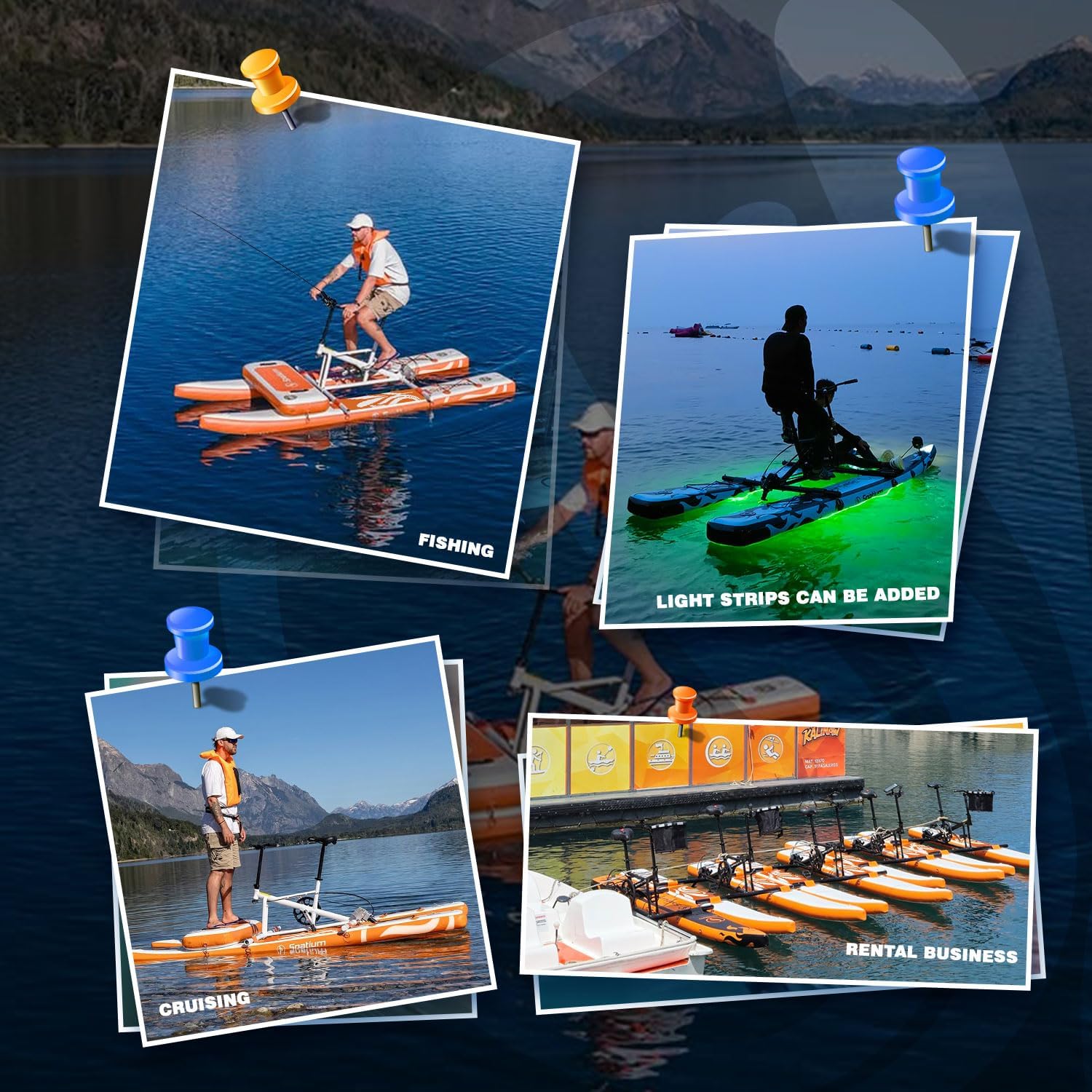 Spatium SUP Water Bike - Inflatable Pedal Boat for One Person - Fishing Kayak & Paddle Board - The Fun of Water & Fishing + Mat