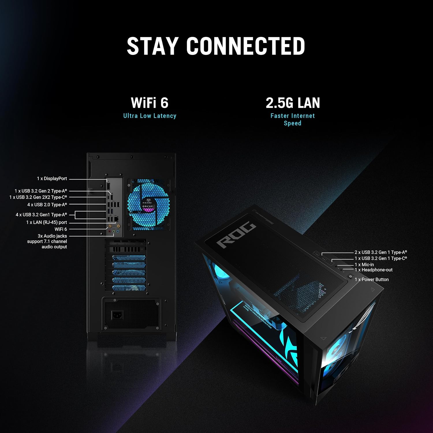 ASUS ROG GM700 (2025) Gaming Desktop PC, AMD Ryzen™ 7 9800X3D Processor, AMD® Radeon™ RX 9070 XT Prime OC, 2TB M.2 NVMe™ PCIe® 4 SSD, 32GB DDR5 RAM, Windows 11 Home, GM700TZ-MS777