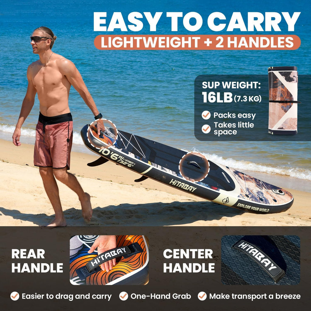 Inflatable Stand Up Paddle Board 10'6' All-Around SUP Kit - Lightweight (16 lbs), Stable & Durable, Camera Mount & Complete Accessories - SUP Board for Beginners & All Skill Levels