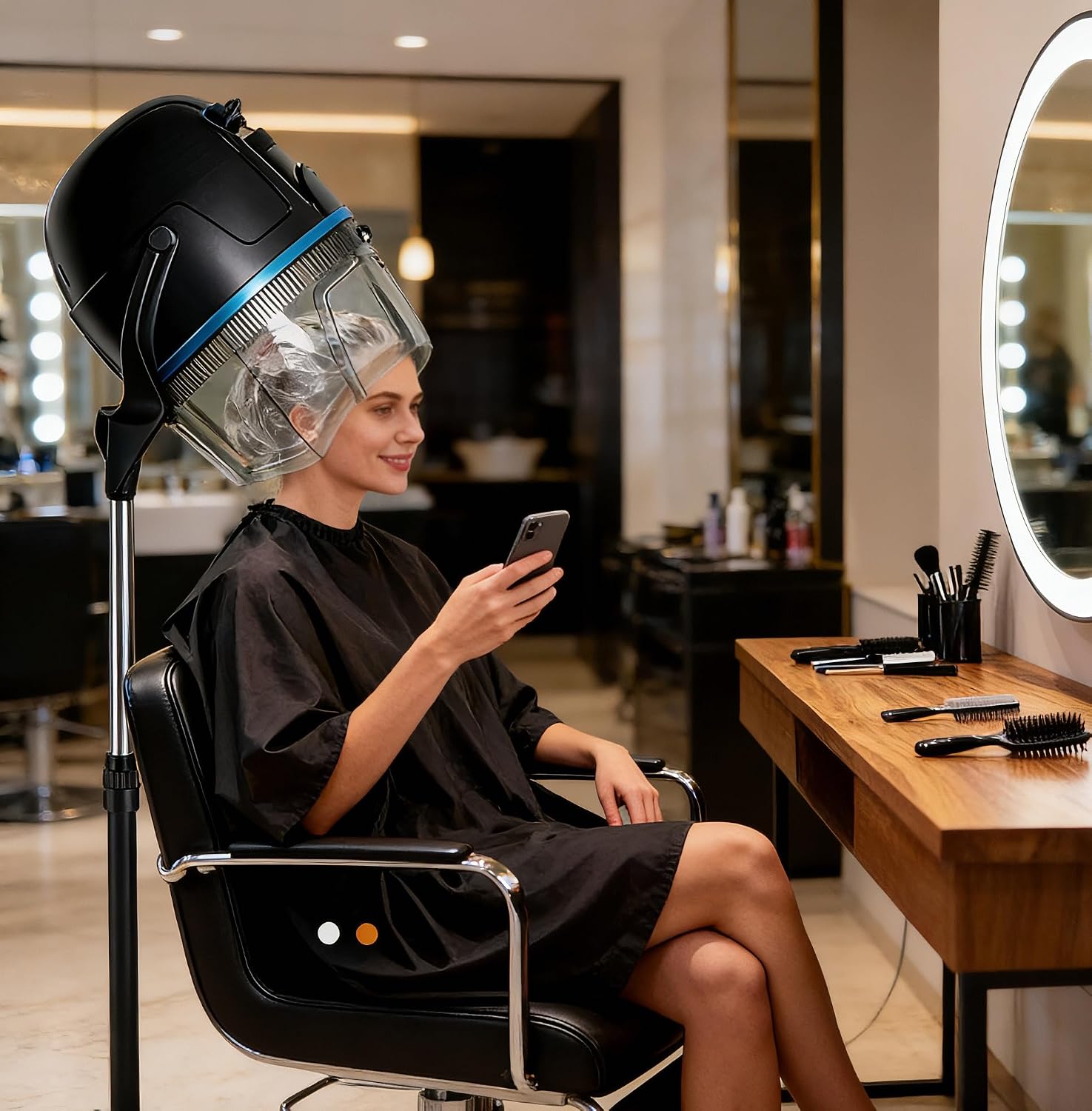 ZENY Stand Up Hair Dryer 1300W Adjustable Floor Hooded Bonnet Hair Dryers with Rolling Wheels Professional Salon Equipment for Beauty Home Hair Drying
