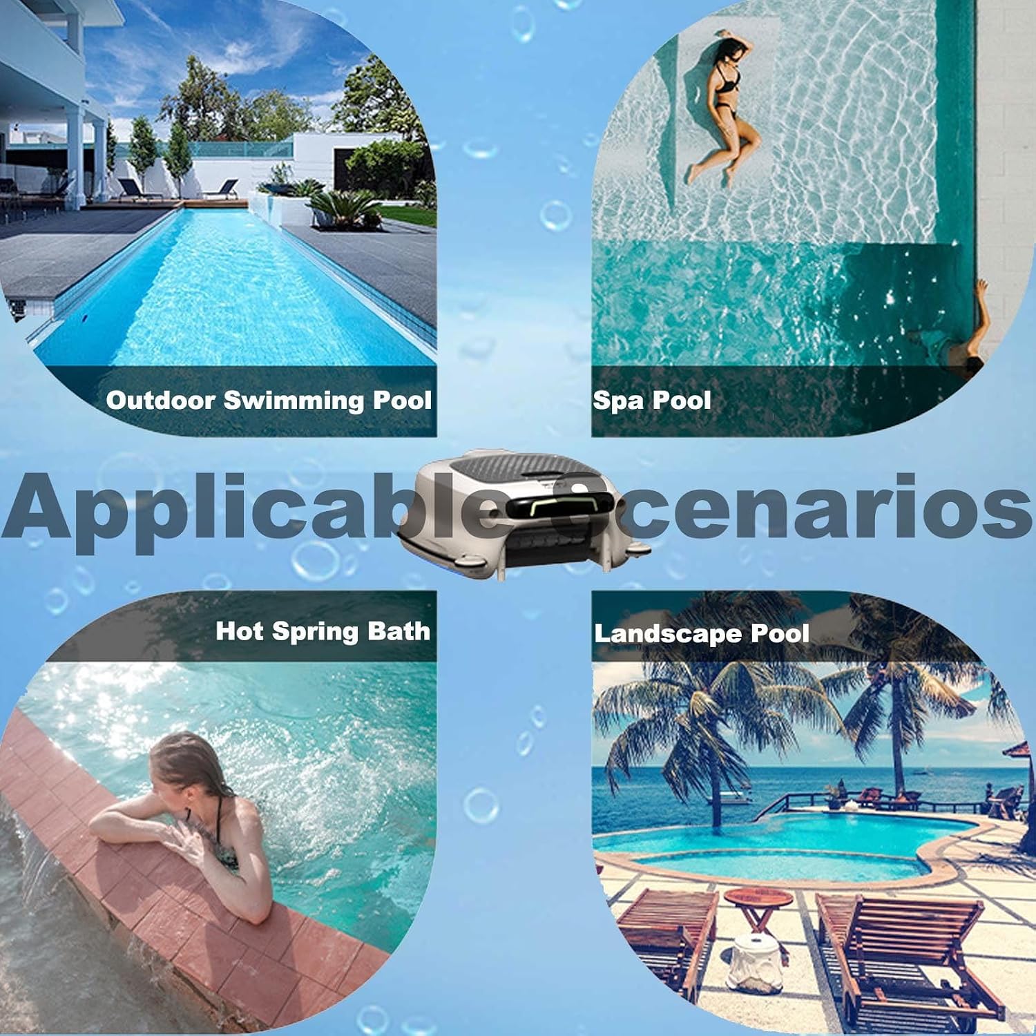 Pool Skimmer Robot- Robotic Pool Skimmer Cleaner- Automatic Cordless Robot Cleaner with 10l Large Capacity,7800mah Battery,Smart Obstacle Avoidance-24/7 Cleaning for All Pools