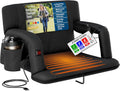 Alpcour Heated Reclining Stadium Seat for Bleachers – Wide Bleacher Chair with Back Support and Cushion, Armrests, Side Pockets, & Hook – Stadium Seats Chairs for Camping, Kayak, Paddle Board & More