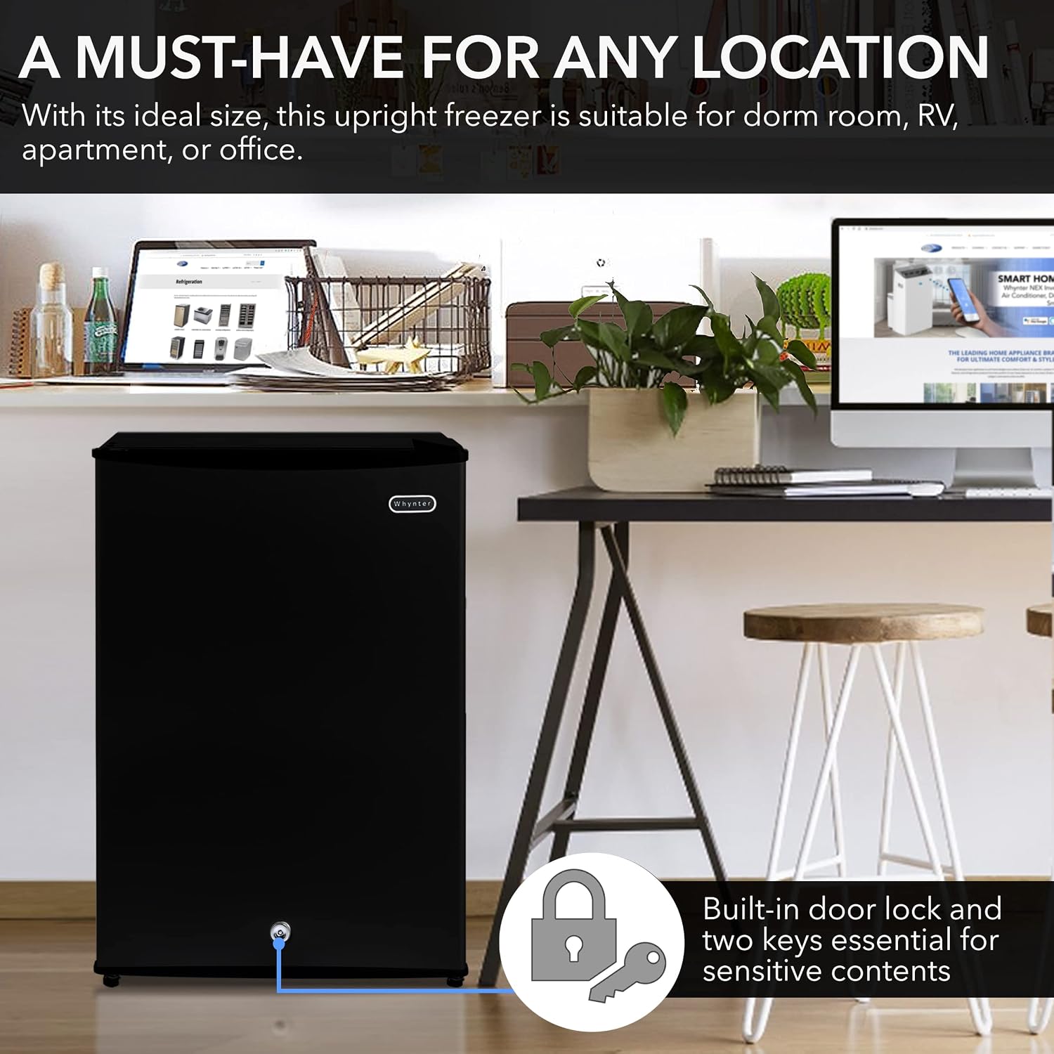 Whynter CUF-301BK 3 cu. ft Energy Star Upright Freezer with Lock – Black