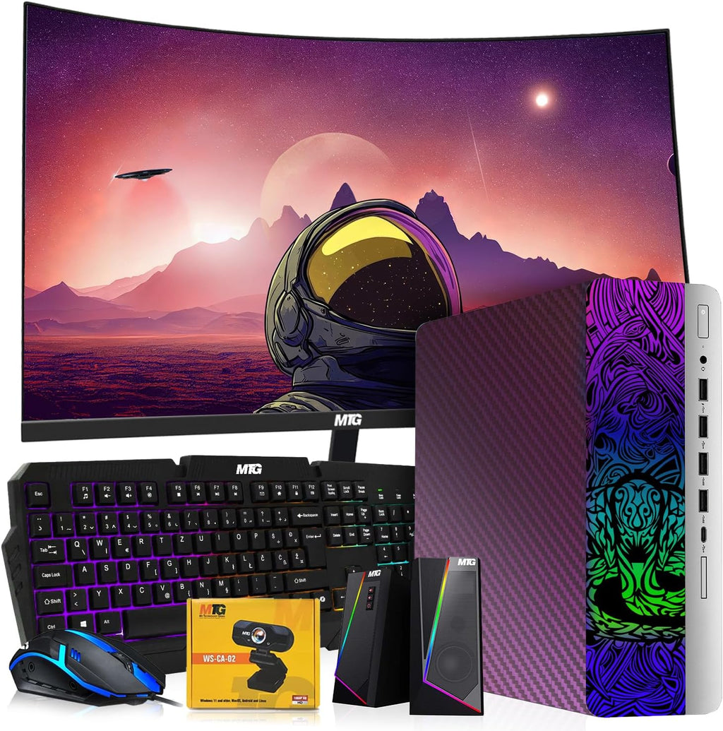 TechMagnet HP Chameleon Cobra Edition RGB Gaming Desktop PC,Intel Core i7,16GB DDR4 RAM,512GB SSD,GT 1030 Graphics Card,24 Inch Curved Monitor,RGB Kit,Webcam,Windows 11 (Renewed)