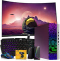 TechMagnet HP Chameleon Cobra Edition RGB Gaming Desktop PC,Intel Core i7,16GB DDR4 RAM,512GB SSD,GT 1030 Graphics Card,24 Inch Curved Monitor,RGB Kit,Webcam,Windows 11 (Renewed)
