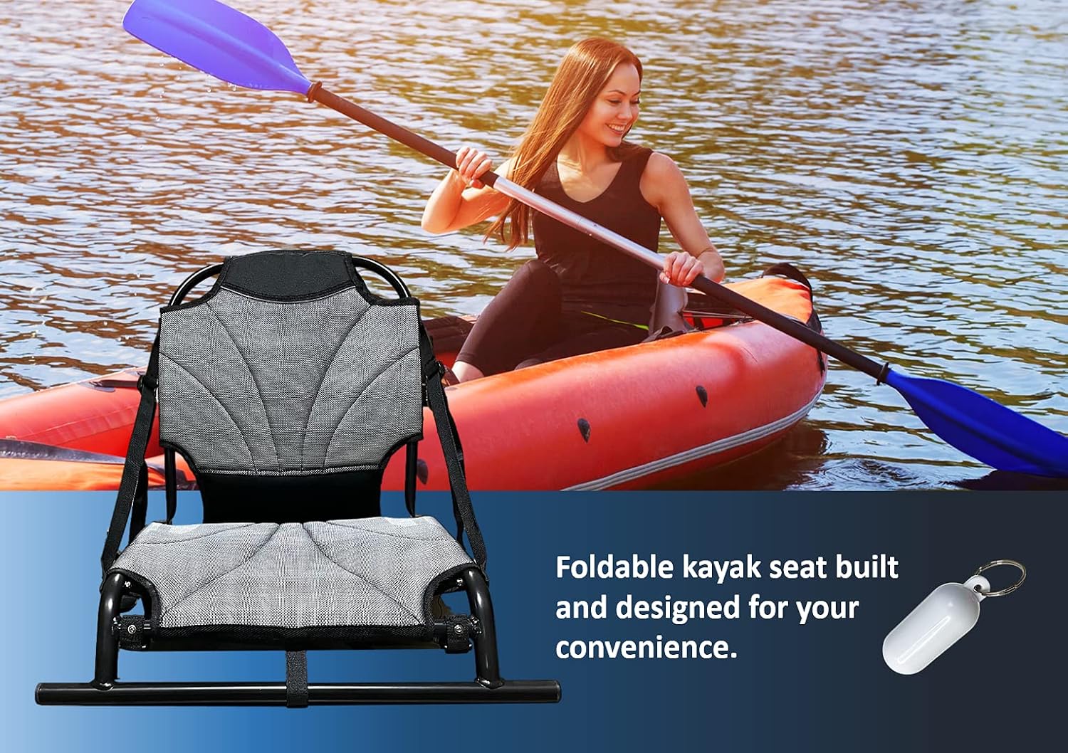 Pactrade Marine Adjustable Straps Black Gray Textilene Mesh Fabric Upright Deluxe Lightweight Kayak Seat Foldable Canoe Cushion Aluminum Frame Sit On Top Fishing Canoeing Boating Kayaking Rafting