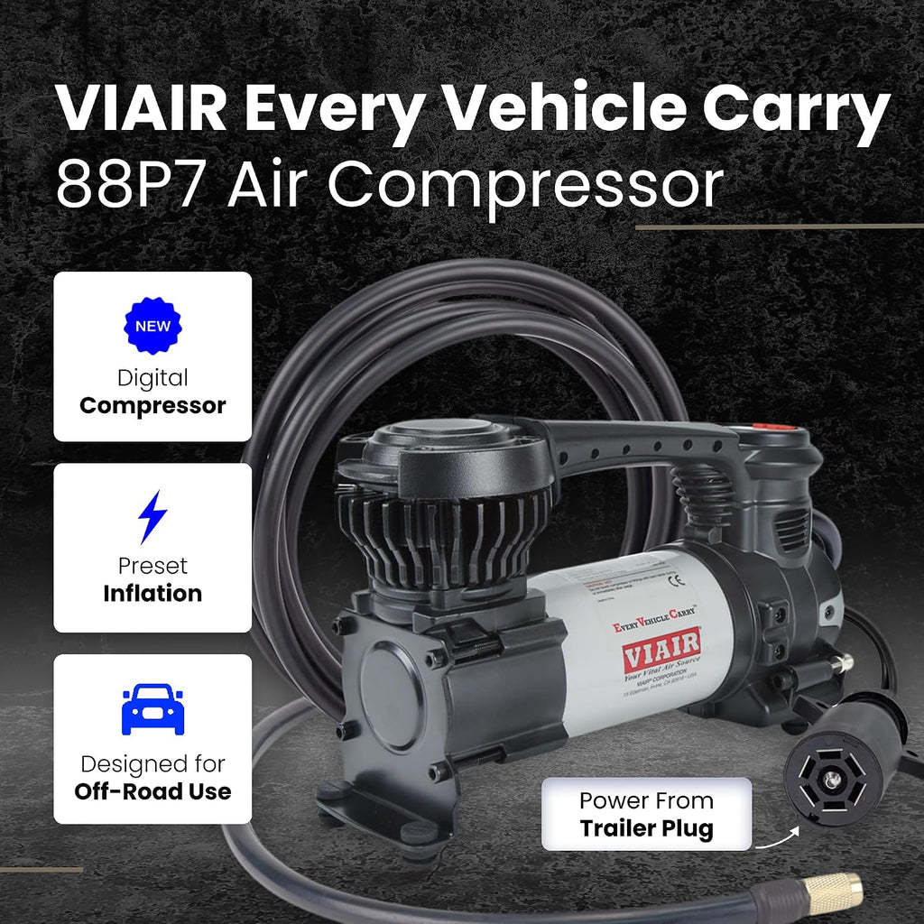 VIAIR Digital EVC88P7 - Portable Air Compressor Tire Inflator for Car, Truck, SUV & RV | Preset Automatic Shut Off Feature | 7-Way Trailer Connector Plug