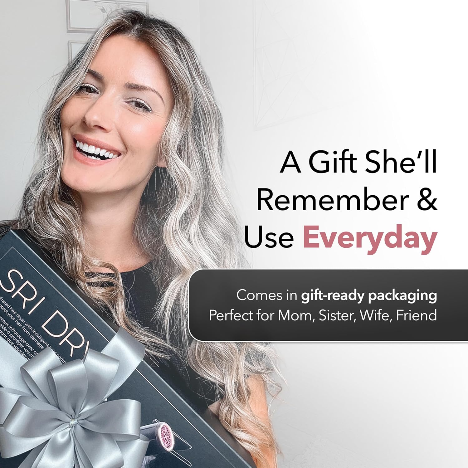 SRILabs DryQ 'Smart' Hair Dryer – Super Lightweight, Foldable – Powerful, Quiet Motor – Infrared & Ionic Technology – 3 Magnetic Attachments – Heat Control with Locking Switch
