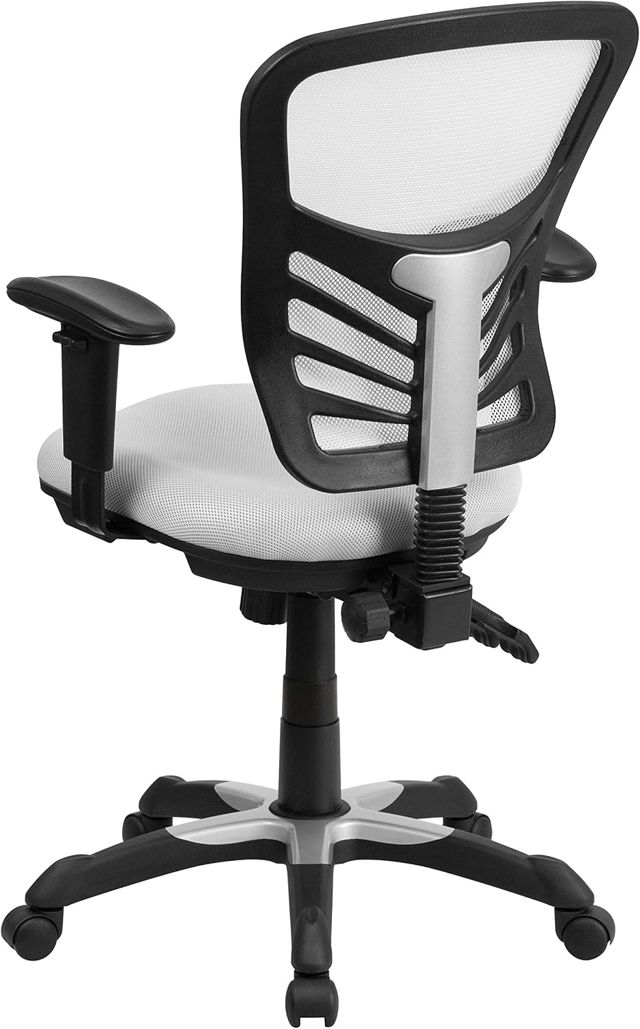Flash Furniture Nicholas Mid-Back Swivel Office and Gaming Chair, Ergonomic Mesh Office Chair with Adjustable Lumbar Support and Height, White