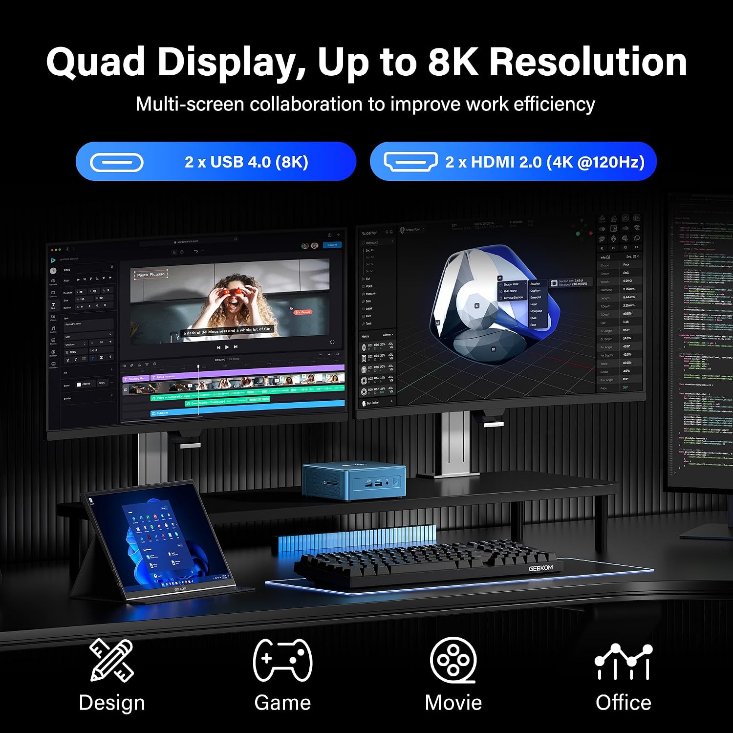 [3-Year Coverage]GEEKOM Mini PC IT12[Best Intel NUC12 Alternative] With Intel i7-1280P Mini Computers,16GB RAM/1TB SSD(Expandable, Not LPDDR) Windows 11 Pro Desktop PC (Low-Power),USB 4/8K/SD(UHS-II)