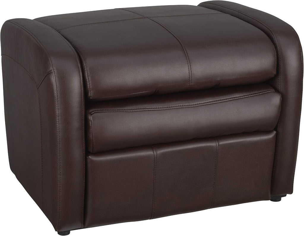 RecPro Charles RV Gaming Chair Ottoman Conversion | Built-in Storage | RV Furniture | Great for Teens | Mahogany