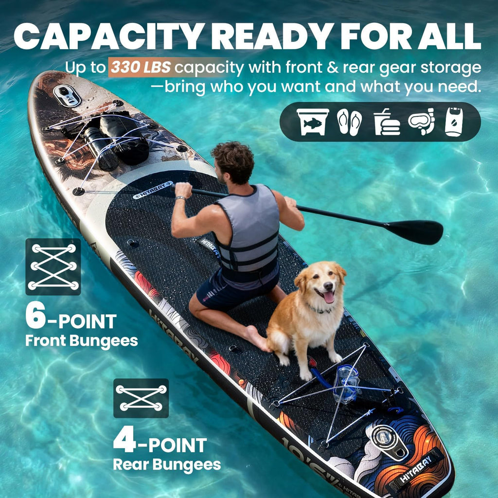 Inflatable Stand Up Paddle Board 10'6' All-Around SUP Kit - Lightweight (16 lbs), Stable & Durable, Camera Mount & Complete Accessories - SUP Board for Beginners & All Skill Levels