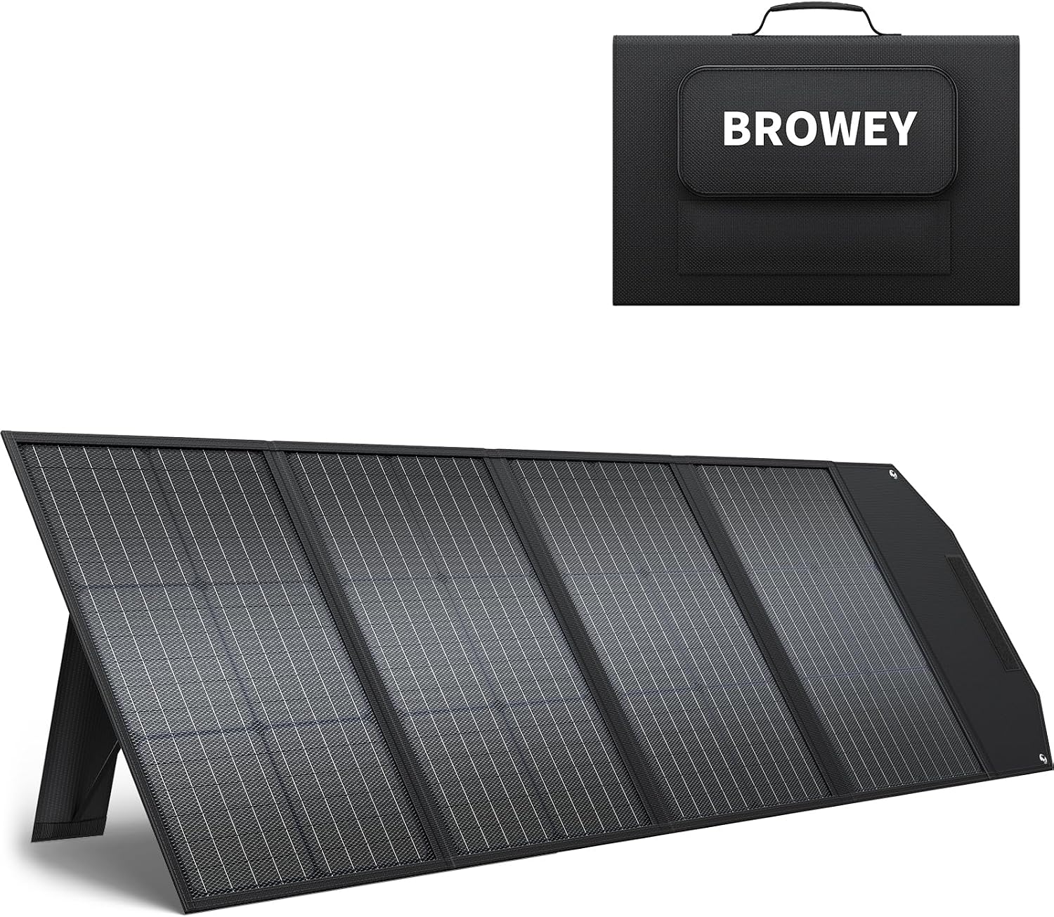 BROWEY 120W Portable Solar Panel for Power Station, USB/Type-C/DC Outputs, Foldable with Adjustable Kickstand, IP68 Waterproof, High Efficiency Solar Charging for Camping & Emergency Power Supply