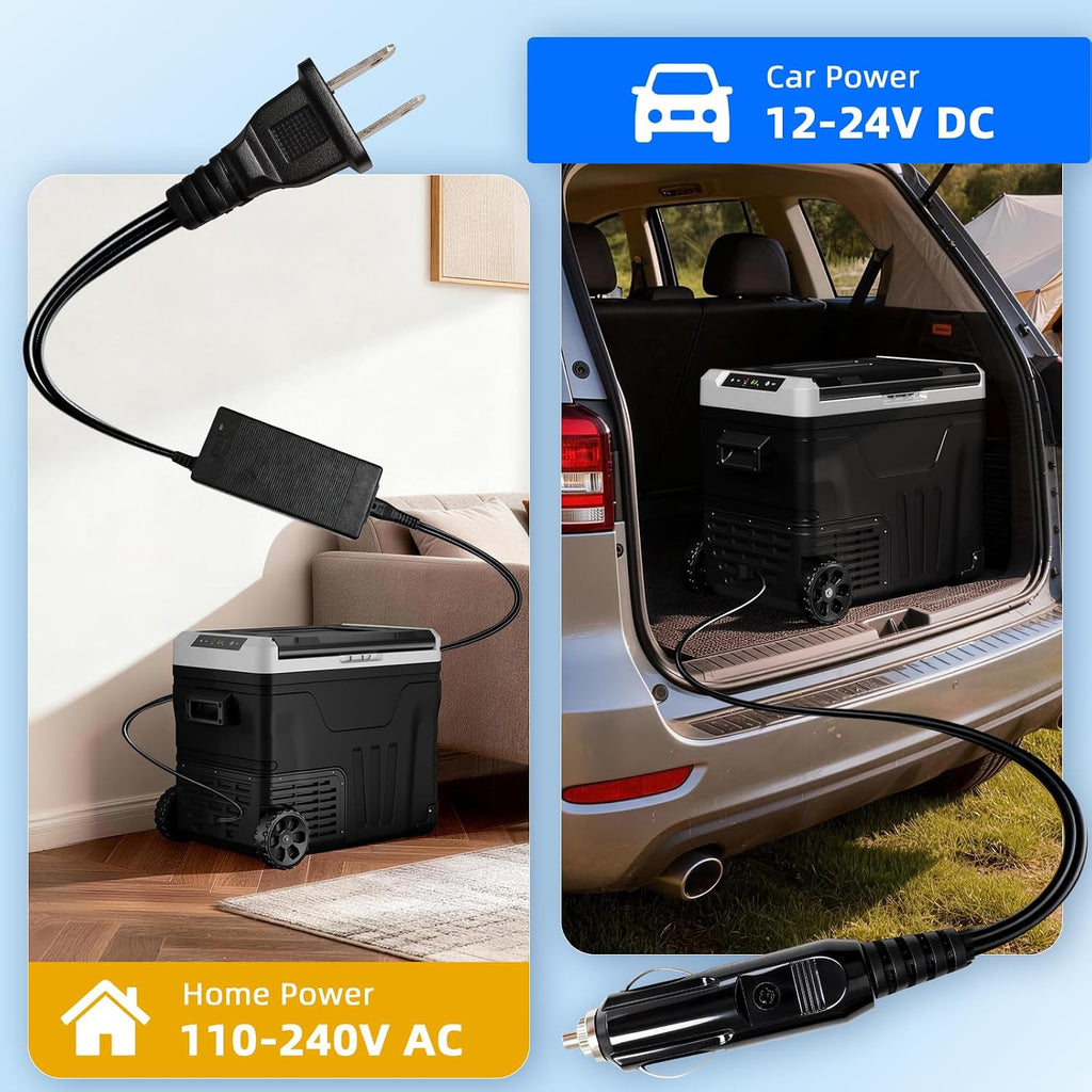 Antarctic Star 12 Volt Refrigerator 53QT(50L) Compressor Electric Cooler, Car Fridge -4℉~68℉, Portable Freezer 12V/24V DC 100-240V AC, 12V Cooler with Wheels & Handle for Travel,Camping,Truck, Black