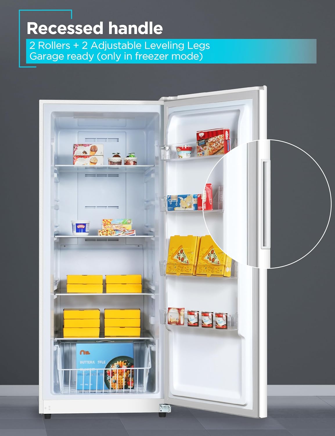 BLACK+DECKER 14 Cu. Ft. Convertible Freezer Refrigerator, Upright Freezer with Glass Shelves, ENERGY STAR rated, Frost Free, BUC1400XW, White