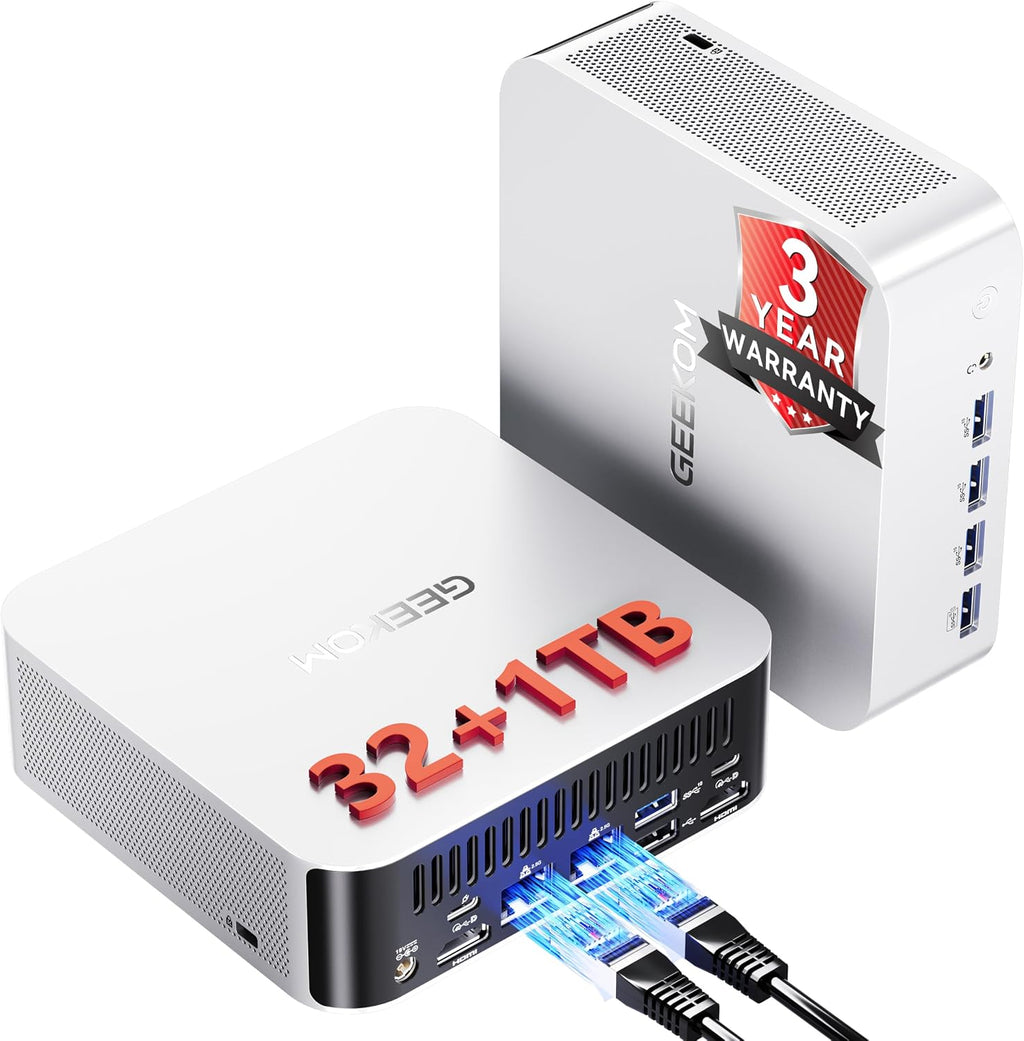 GEEKOM A9 Max High AI Productivity Mini PC,with AMD Ryzen AI 9 HX 370(80 Tops)|32GB RAM+1TB SSD|Copilot+ PC|Win 11 Pro|WiFi 7|BT 5.4|USB4|HDMI 2.1|8K Video Editing|for Business&Gaming