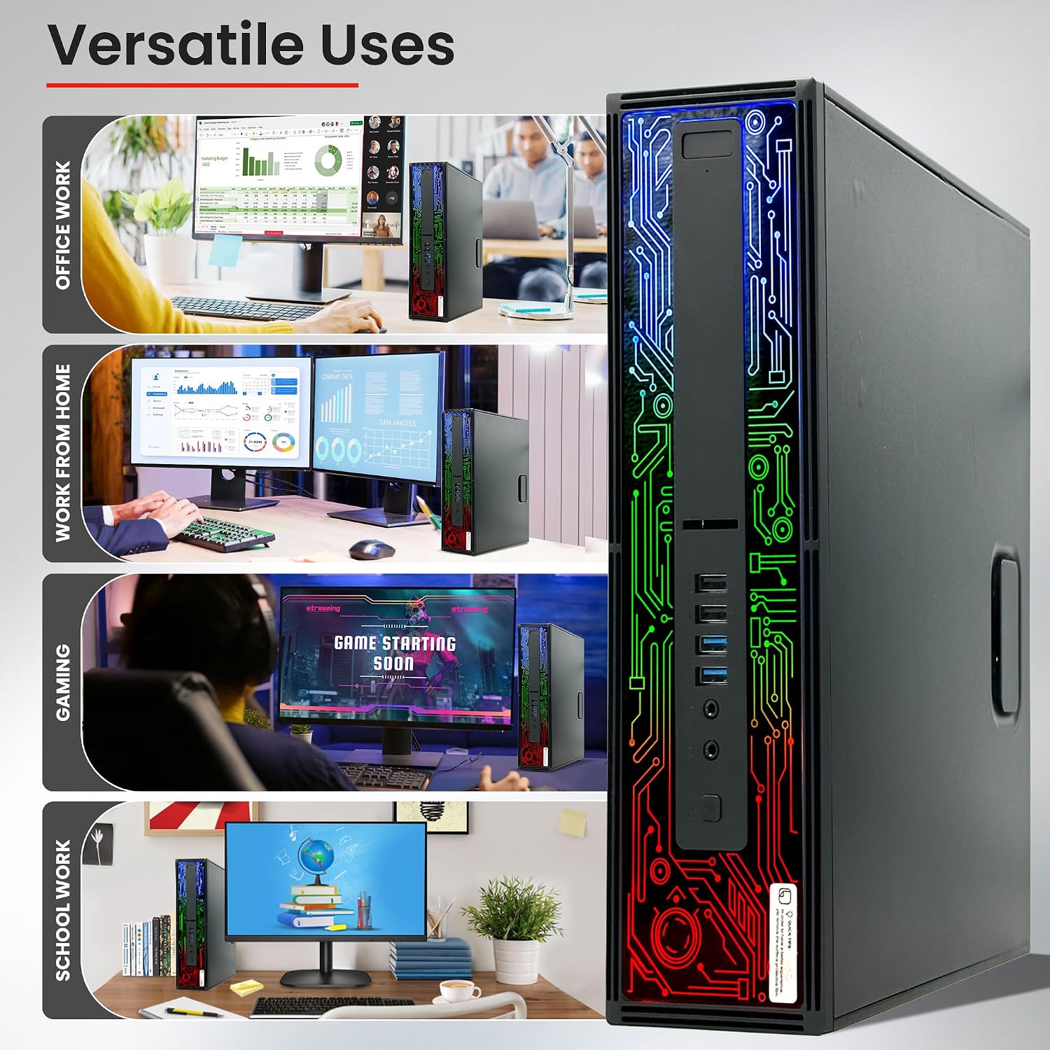 HP G2 RGB Gaming Desktop PC – Intel i7 6th Gen Processor – 16GB Ram – 1TB SSD – NVIDIA GeForce GTX 1050 Ti DDR5 – New 24-inch Monitor – Wi-Fi – Windows 11 Pro (Renewed)