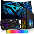 Hp Desktop Computer PC – Intel Core i5, 16GB ARGB RAM, 1TB SSD, 27 Inch Curved Monitor, RGB Keyboard with AI Copilot Key and Mouse, RGB Soundbar, Windows 11(Renewed)