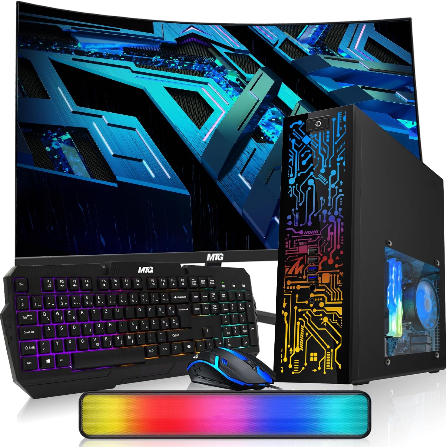 Hp Desktop Computer PC – Intel Core i5, 16GB ARGB RAM, 1TB SSD, 27 Inch Curved Monitor, RGB Keyboard with AI Copilot Key and Mouse, RGB Soundbar, Windows 11(Renewed)