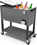 Permasteel 80 Quart Party Cooler, Rolling Ice Chest with Wheels and Handles for Indoor Outdoor Patio