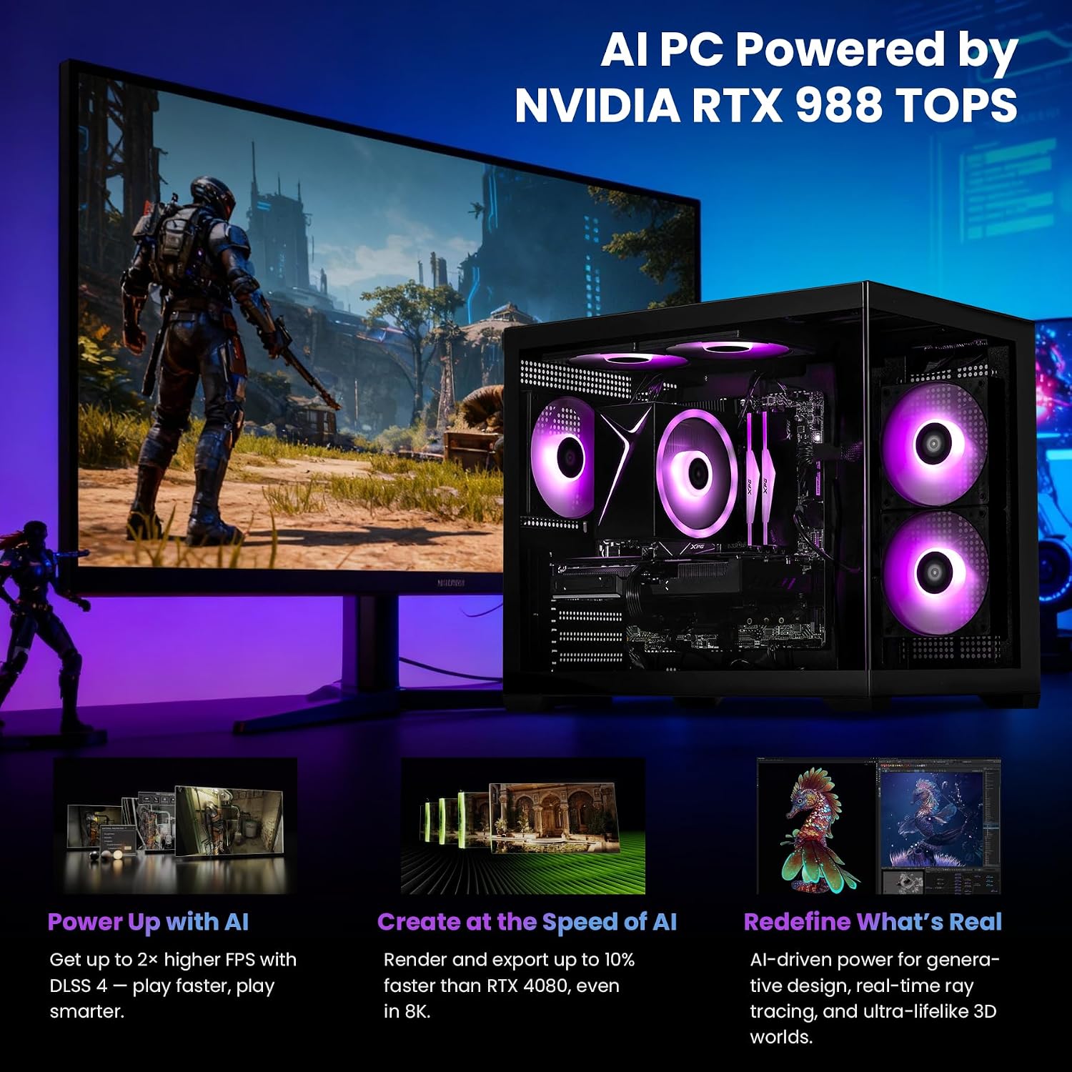 STORMCRAFT Sirius Gaming PC Desktop Computer i7 14700F CPU,GeForce RTX 5070 12GB GPU,32GB DDR5 RGB 6000MHz RAM,1TB SSD,B760 Motherbaords,850W Power Supply,USB C Port,Wi-Fi,Bluetooth,Win 11 Home