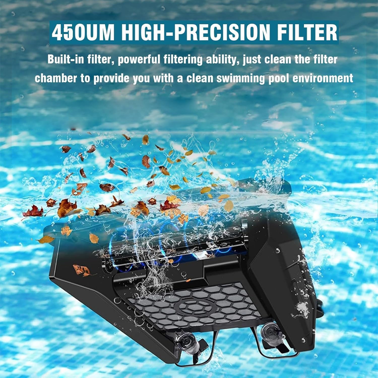 Pool S-urface Cleaning Robots with Dual Charging Mode (Solar/Adapter), App Control, Cordless Auto-Cleaning, for All Swimming Pool Sur-face, 2 Charging Options