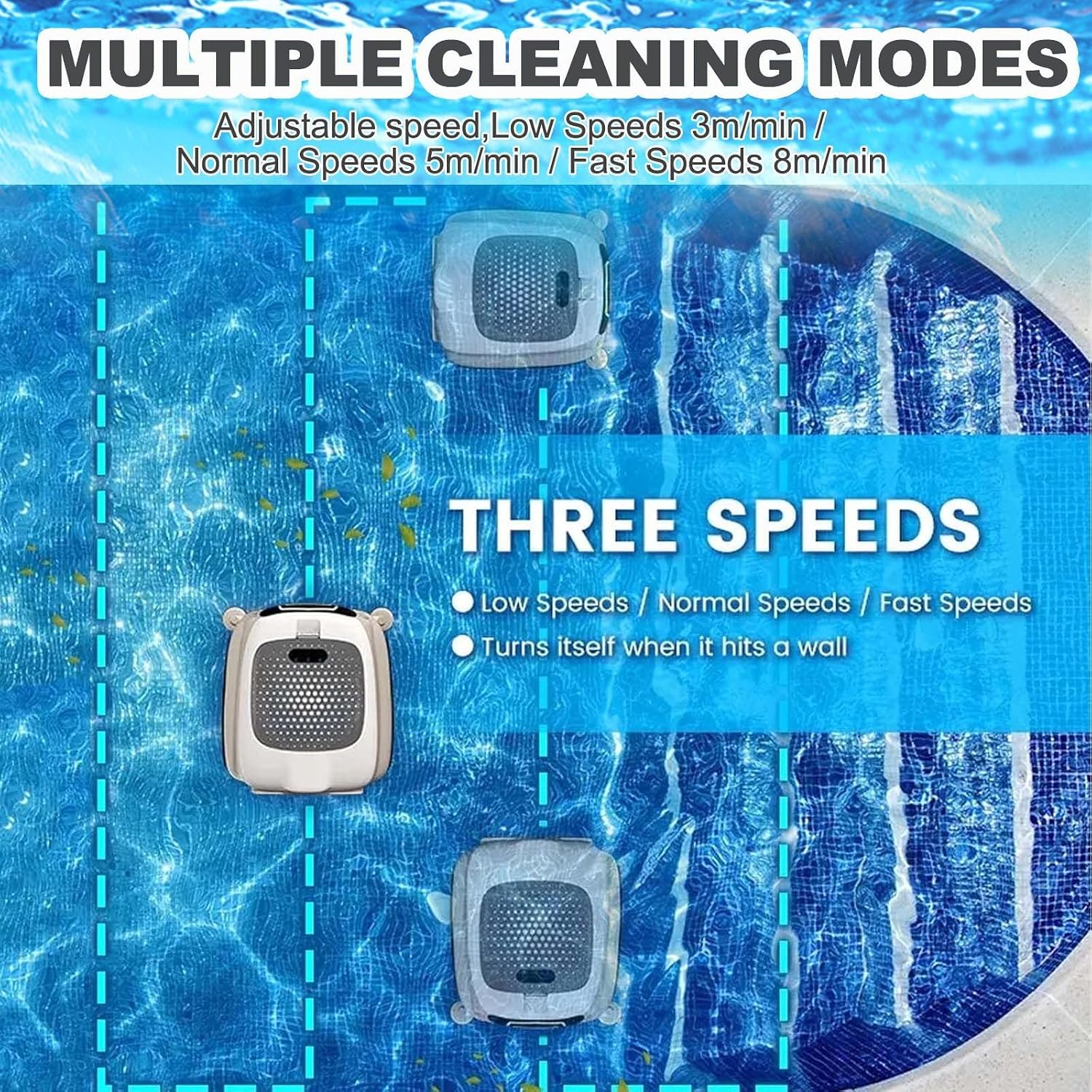 Robotic Pool Cleaner,Cordless Solar Robotic Pool Skimmer,with 7800mah Battery+10l Waste Collection Drawer+Remote Control+Auto Obstacle Avoidance,for Cleaning Hair,Fallen Leaves