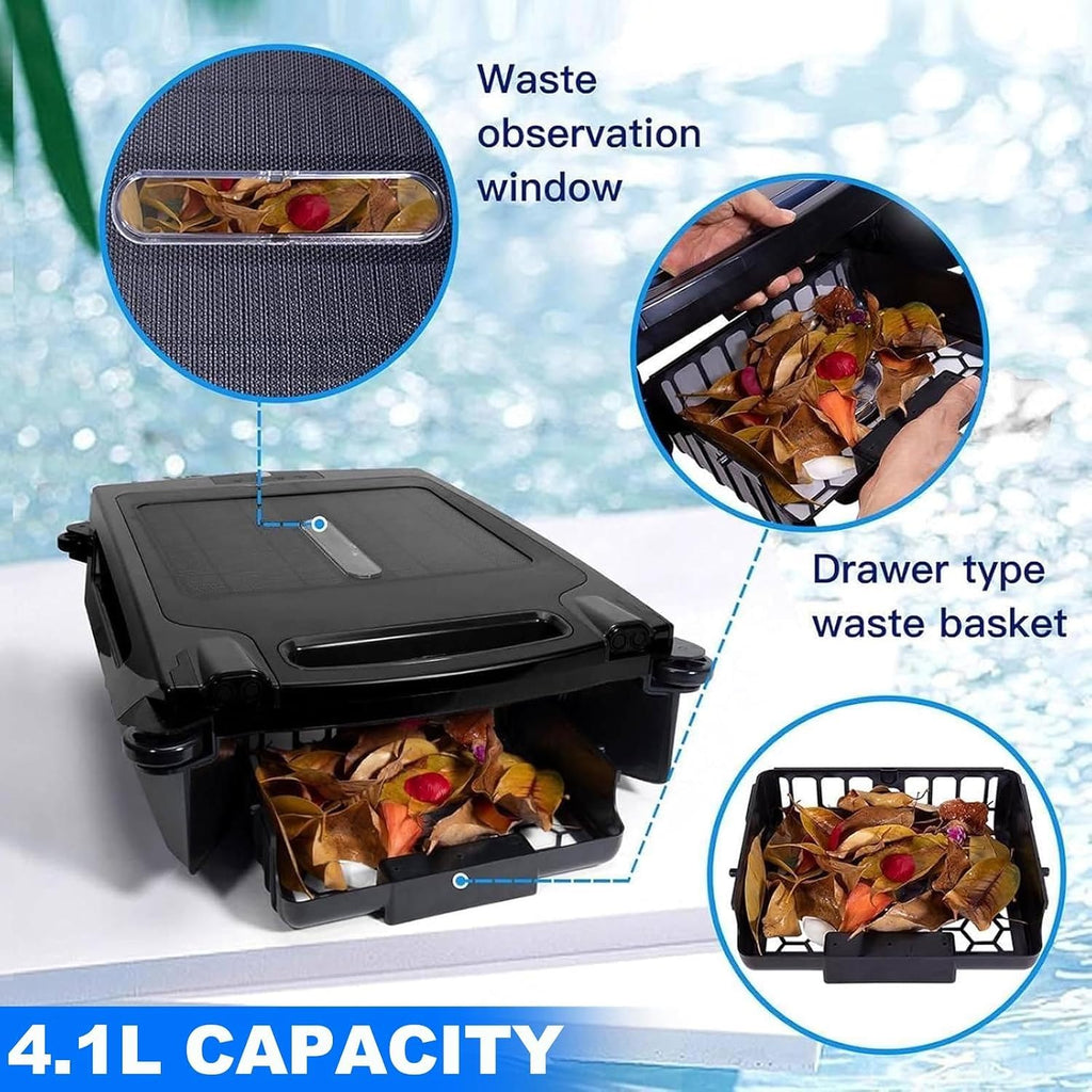Pool Cleaner Robot Upgrade App,Cordless Solar Ground Pool Skimmer Ai Smart Path Optimization&99.9% Debris Removal,Ipx 7 Waterproof Above & Fast Dual Charging,4.1l Waste Collection Drawer