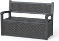 DRATO 75 Gallon Storage Bench Deck Box Outdoor Indoor,Lockable Durable All-Weather Seating with Hidden Storage,Deck Storage for Garden, Pool, Patio,Black