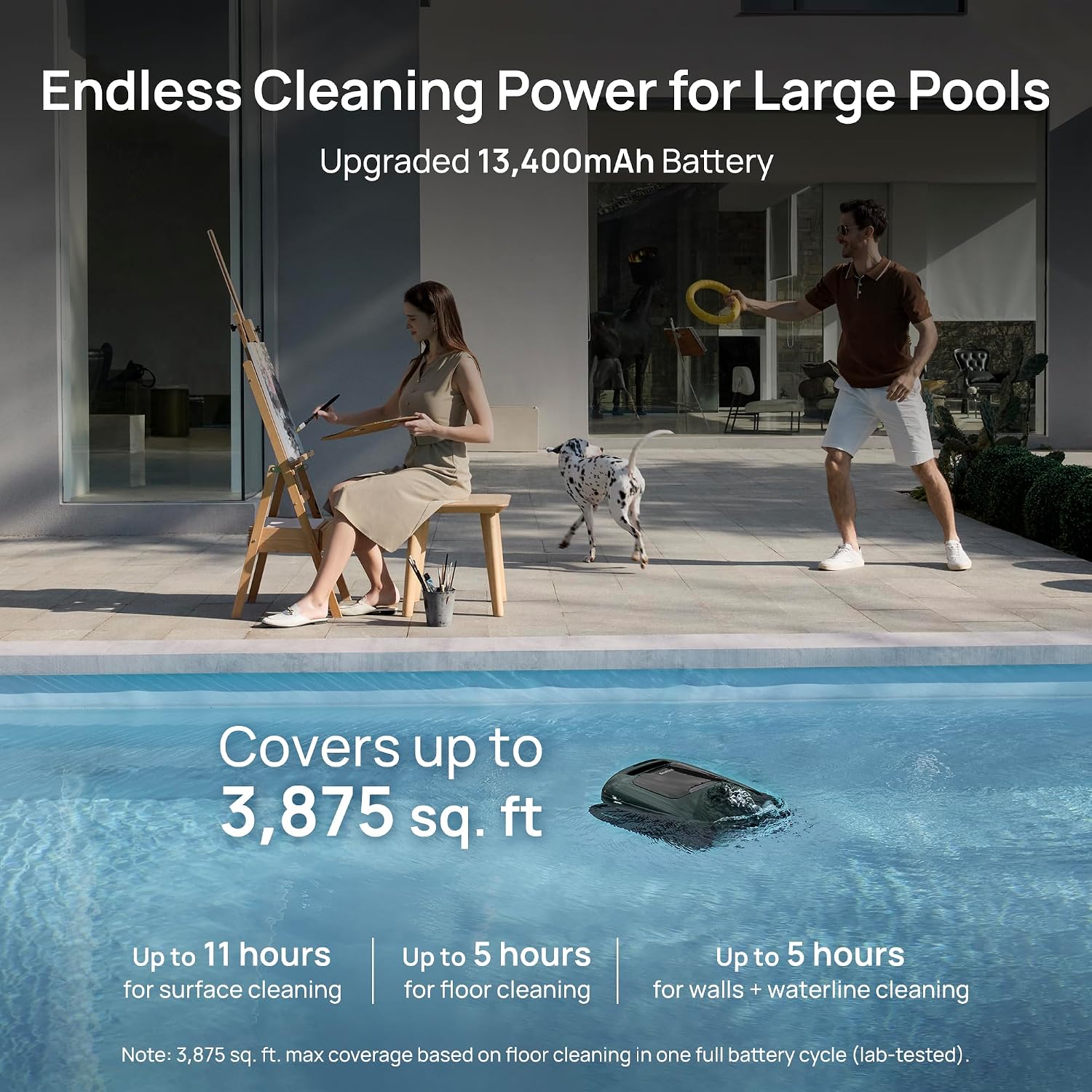 Beatbot AquaSense 2 Pro Pool Vacuum Robot with Clarifying Agent Kit-Unmatched 5-in-1 Cleaning, Clean Water Surface with Remote Navigation, Surface Parking, Clarifies Water, for Pools up to 3,875 Sq.ft
