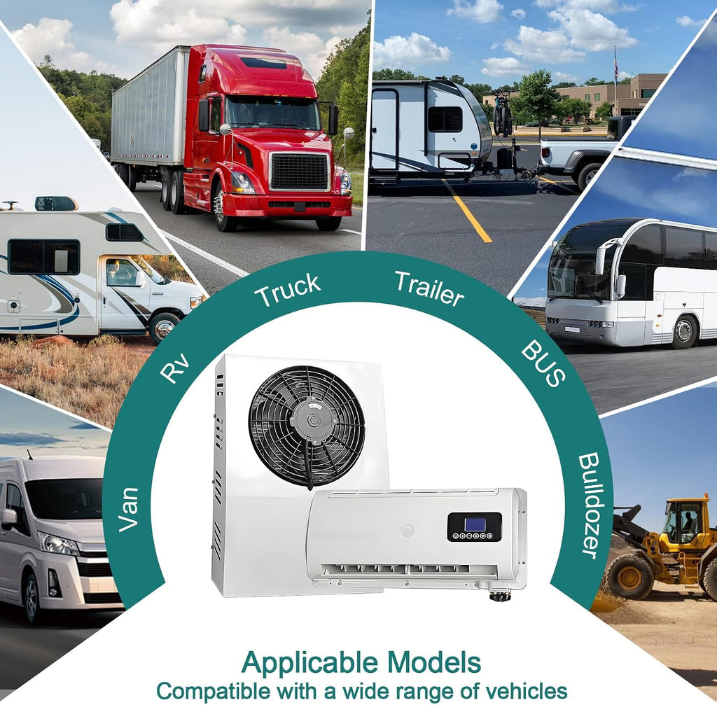 12V DC Air Conditioner 9000 BTU for Truck Praking, Electric Ac Unit Split 12 Volt Air Conditioner - Quiet Fast Cooling Energy Efficient for Semi-Truck, RV, Camper, Trailer, Pickup, Motorhome and Yacht