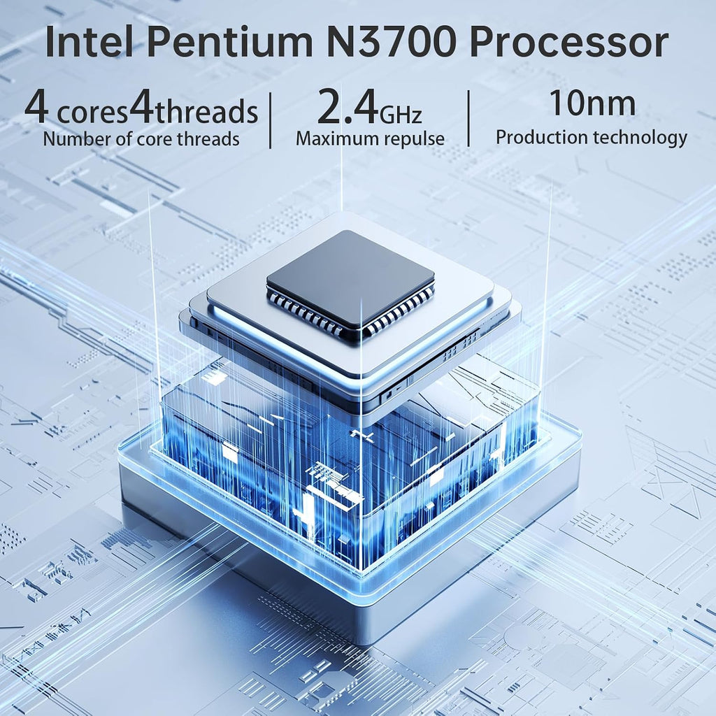 Mini PC (4C/4T) 8GB RAM 128GB SSD Support 2T desktop computers windows/WiFi/BT/DC/RJ45 LAN 1000M/USB*4/USB-C*2 /HDMI*2 4K Dual Display 2.4G/5G WiFi & BT4.2 Mini Desktop Computer Home Office (N3700)