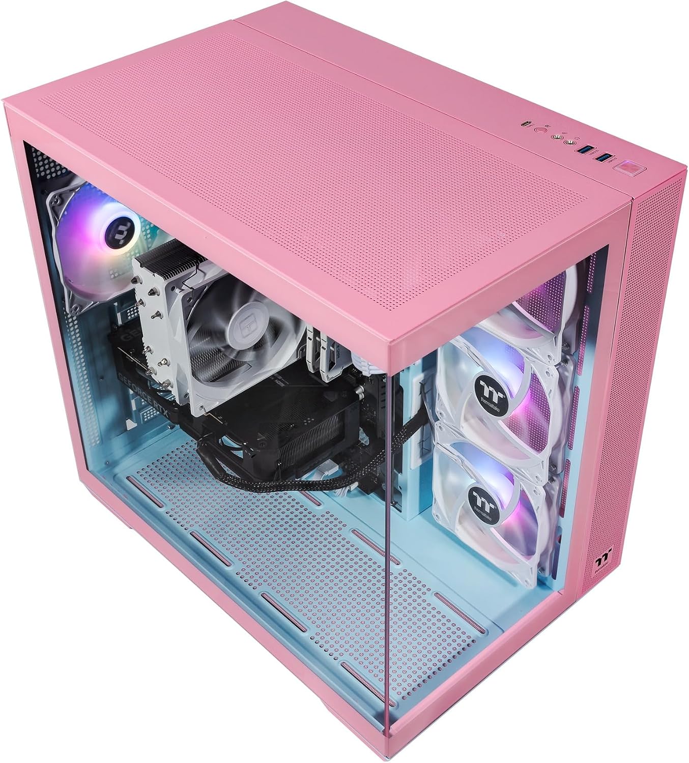 Velztorm Pink Fultix Prebuilt Gaming PC (AMD Ryzen 5-5500, GeForce RTX 5060, 16GB DDR4, 1TB PCIe SSD, RGB Fans, 750W PSU, WiFi 5, Bluetooth 5.0, RJ-45, 1 Display Port, HDMI, Win 11 Pro)