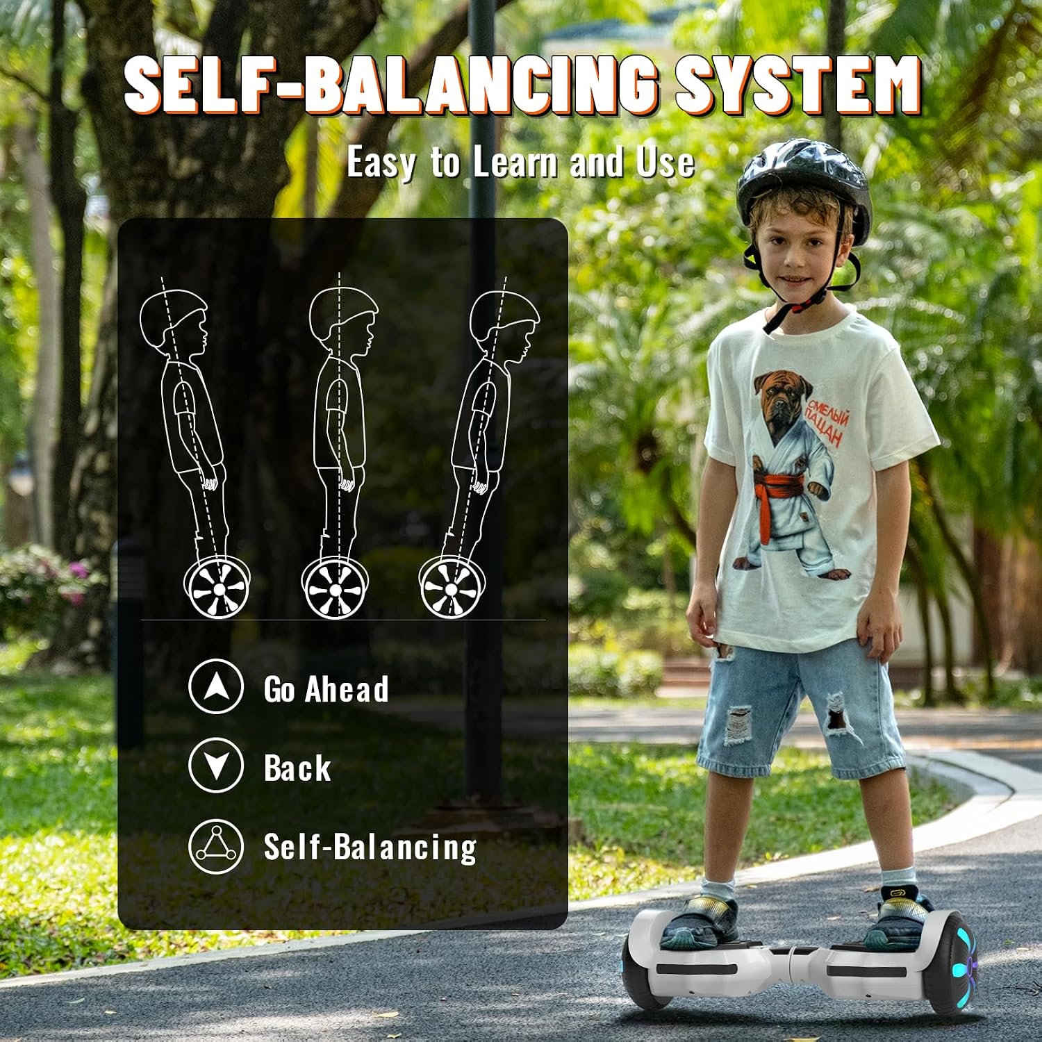 SIMATE Scooter, Bluetooth Speakers and LED Light-Up Wheels, APP Control, Dual 250W Motors, 8.5 mph Max Speed & 8.5 Miles Max Range, Gifts for Kids Adults Girls Boys
