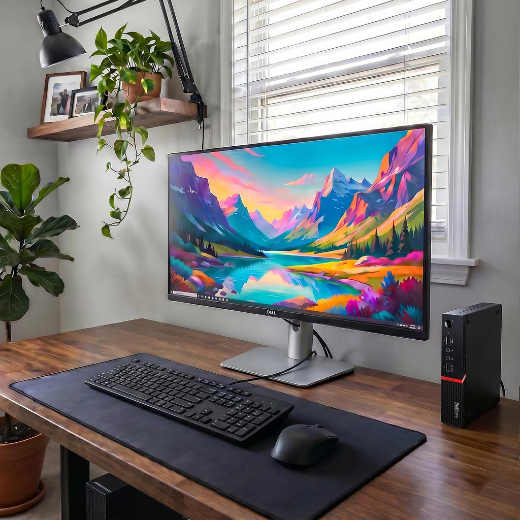 Lenovo ThinkCentre M715q Tiny Mini Desktop PC | AMD PRO A12-9800E | 16GB DDR4 RAM | 256GB SSD | New 24' LCD | Wi-Fi | Windows 11 Pro | Wireless Keyboard & Mouse | Compact Business Desktop (Renewed)
