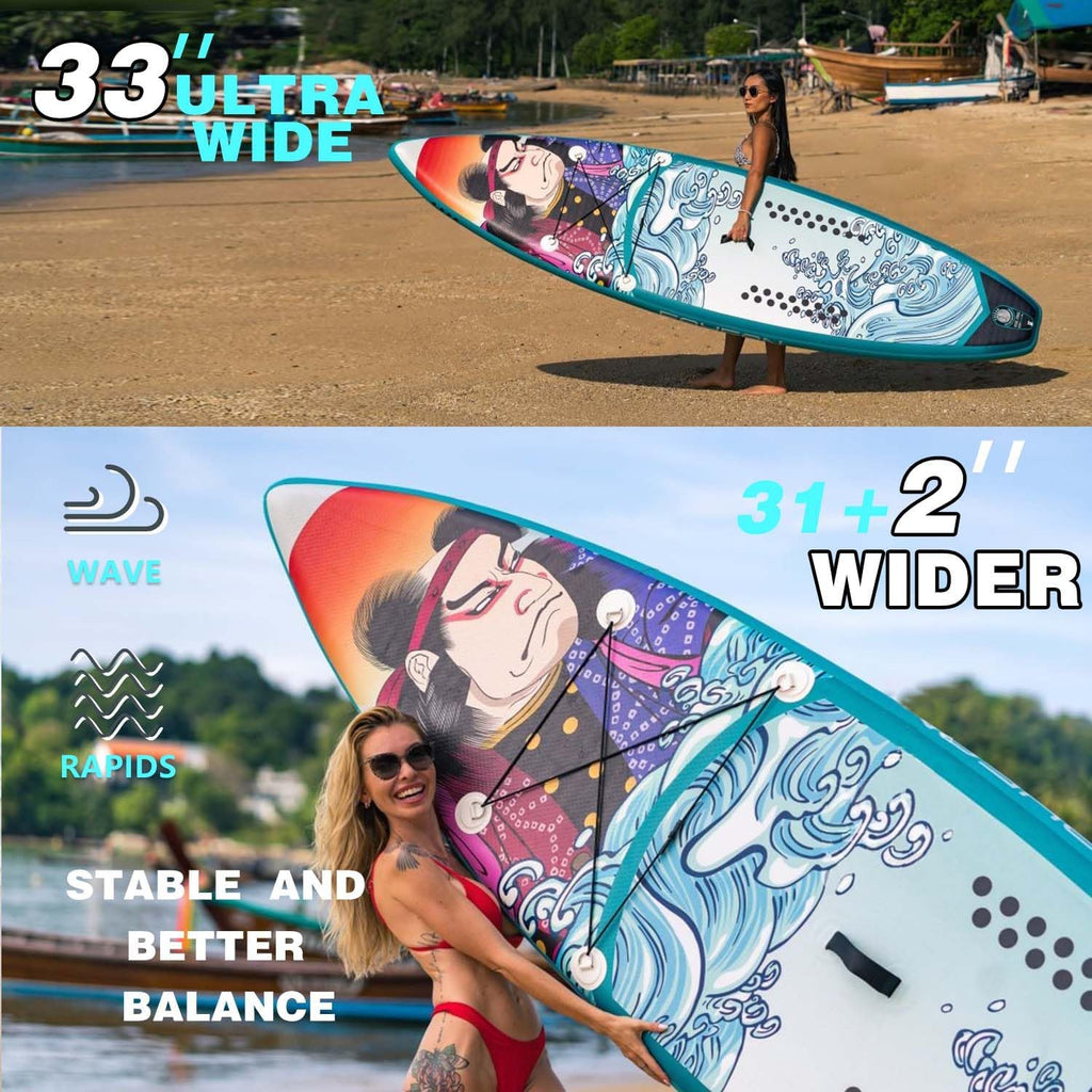 Inflatable Paddle Board,Extra Wide 10.6'/11' Stand Up Paddle Board with Sup Accessories,400lbs Capacity for Family with Safety Leash, All Skill Levels Sup for Yoga,Fishing,Surfing