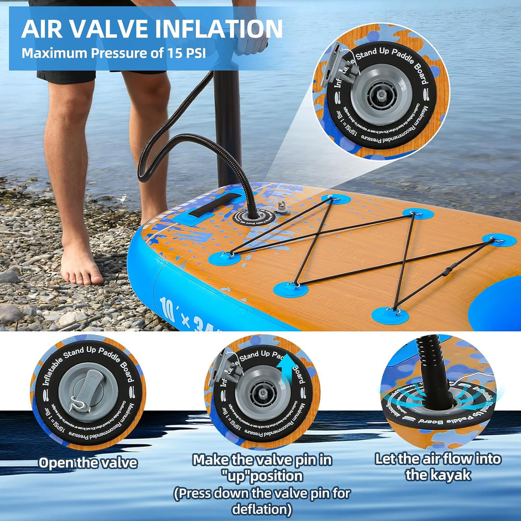 Inflatable Kayak with Detachable Seat,10'x34''x8''Stand Up Paddle Board for Adults & Youth,SUP-Kayak Set for Fishing,Touring Kayaks