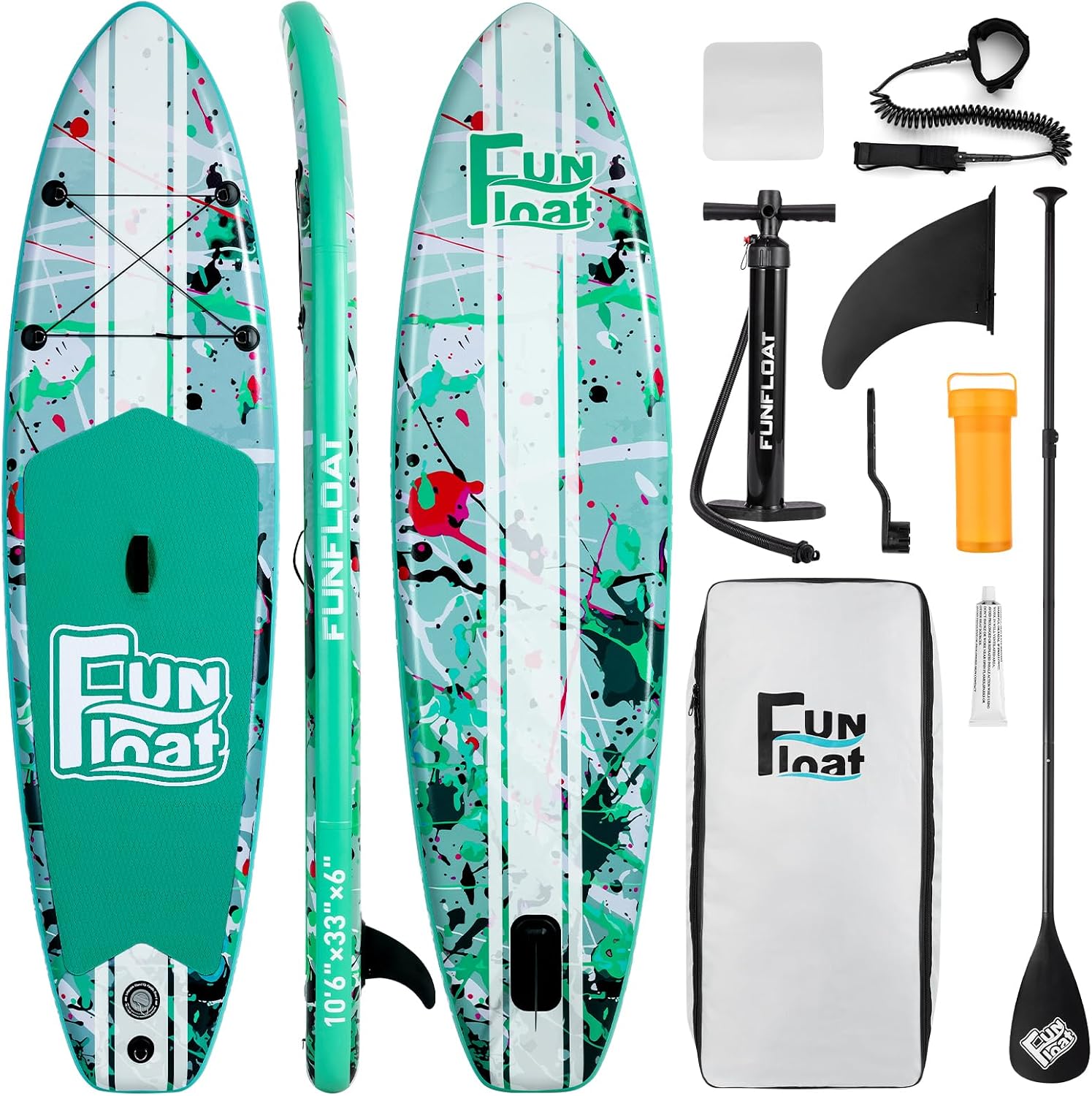 SUP, Paddle Board 11'x33 x6 Wide Inflatable Stand Up Paddle Board with Hand Pump, Leash, Adjustable Paddle for Basic Version, 100L Backpack, All-Round Sup Board