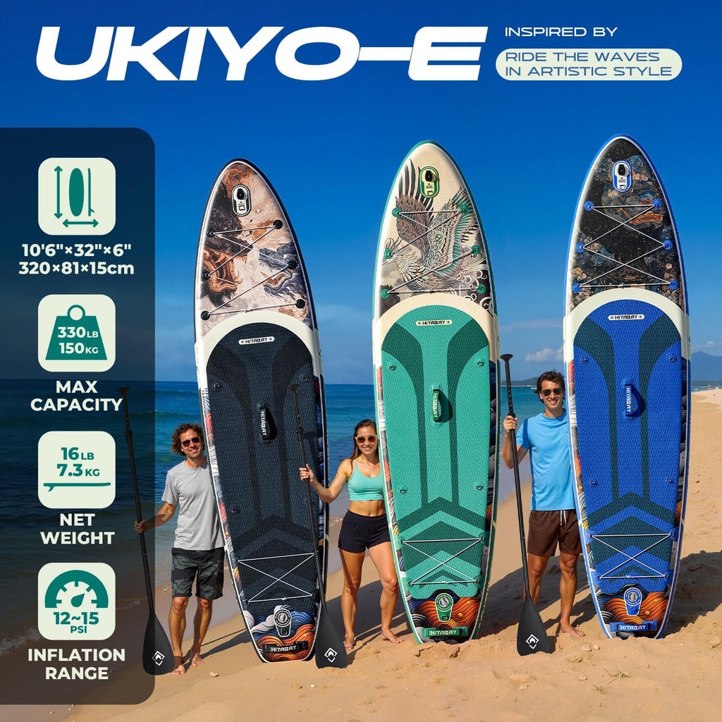 Inflatable Stand Up Paddle Board 10'6' All-Around SUP Kit - Lightweight (16 lbs), Stable & Durable, Camera Mount & Complete Accessories - SUP Board for Beginners & All Skill Levels