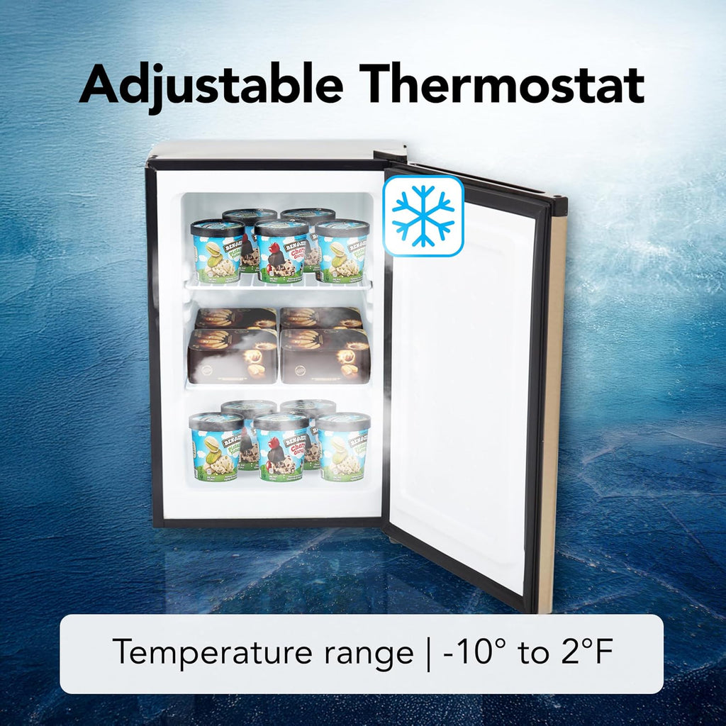 Whynter Upright Freezer with Lock, 2.1 Cu. Ft. Small Freezer Mini Freezer for Bedrooms, Dorms, Garages, Offices, CUF-210SSG, Rose Gold