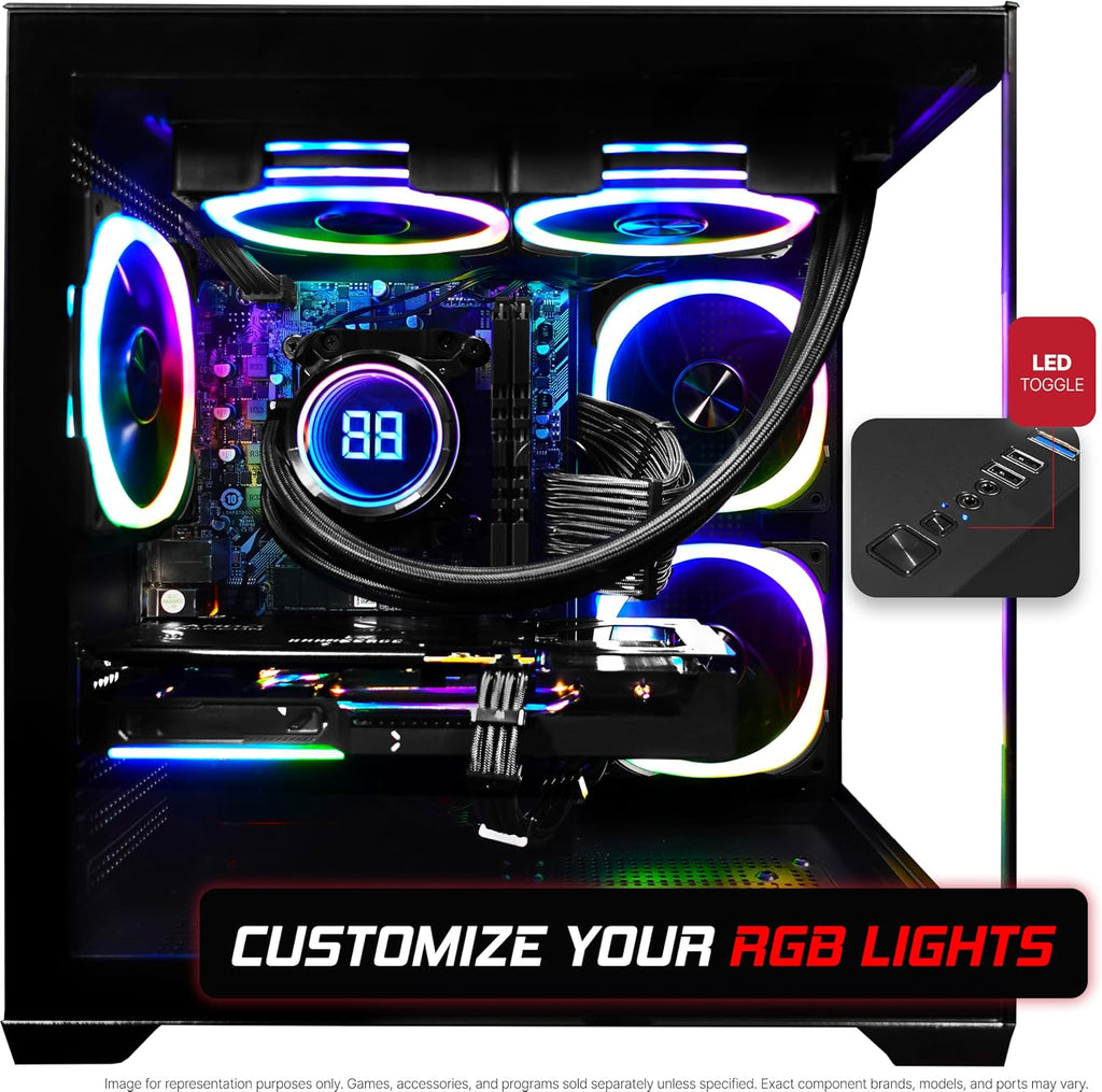 SAAV Drex Prebuilt Gaming PC Bundle Desktop Tower Intel Core i5-12400F GeForce RTX 3050 6GB GDDR6 Curved 24in Monitor 16GB DDR4 512GB NVMe SSD WiFi 6 Windows 11 Black RGB Computer PC Gaming